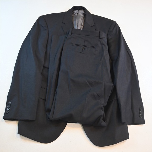 Jos A Bank 43R 36x32 Gray 100% Wool Mens Jacket Pants Suit